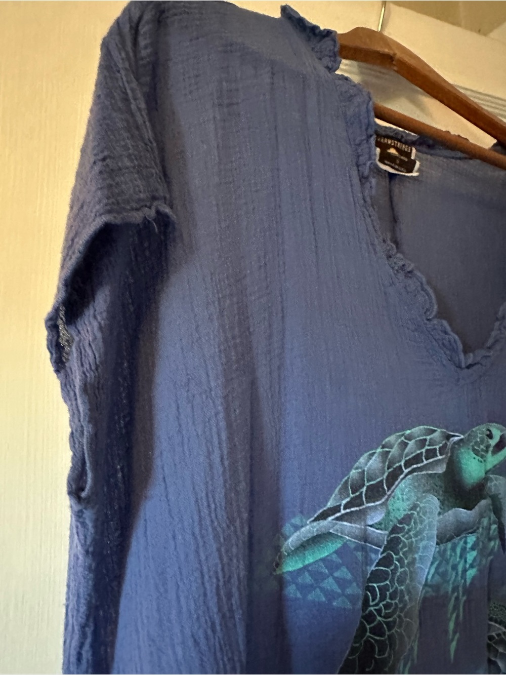 Vintage Sea Turtle motif, lightweight, cotton beachwear or nighty
